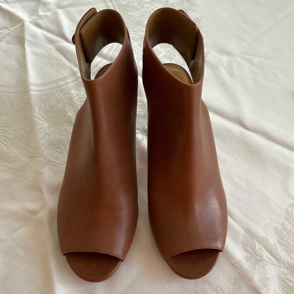 Coach Marietta Burnish Calf Turnlock Booties ginger color